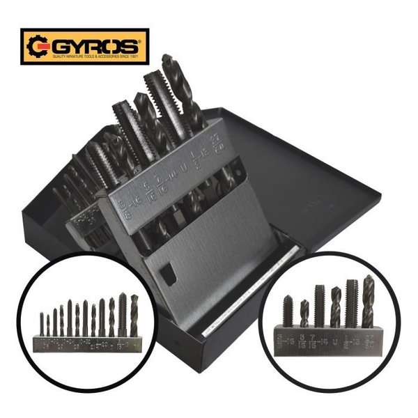 Gyros High Speed Steel Coarse Tap and Drill Bit Set, 18 pc 93-16018